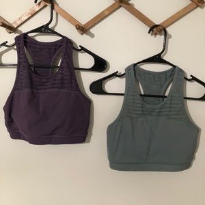 Striped Burnout Mesh Sports Bras